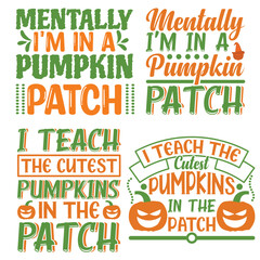 Pumpkin Quotes T-shirt Design Bundle