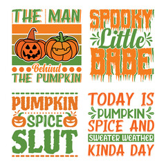 Pumpkin Quotes T-shirt Design Bundle