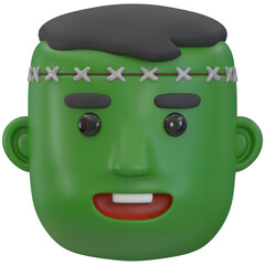 3d rendering halloween icon  -  head zombie