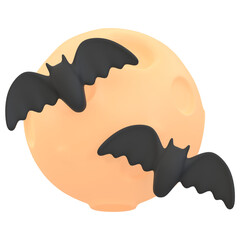 3d rendering halloween icon  -  bats in front of the moon