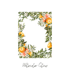Citrus Tangerine Orange Blossoming Branches Bouquets Frames Orange Fruit Italian Wedding Exquisite Invitations