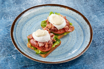 Poached egg avocado rye toasts