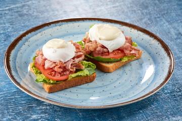 Poached egg avocado rye toasts
