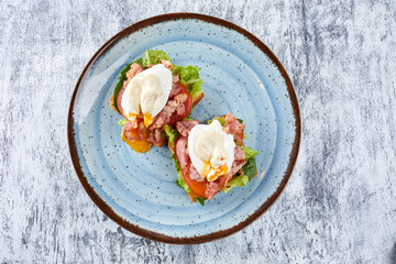 Poached egg avocado rye toasts