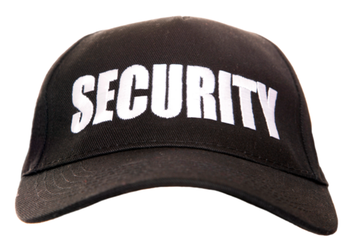 black security baseball cap transparent background