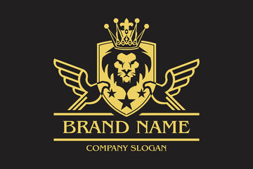 Royal Black Goldy Lion King Logo vector