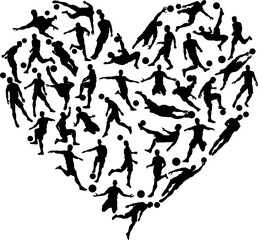 Soccer Football Silhouettes Heart