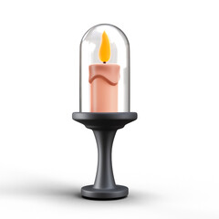 Burning candle icon Isolated 3d render Illustration