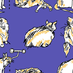 Seamless vector pattern with cats.