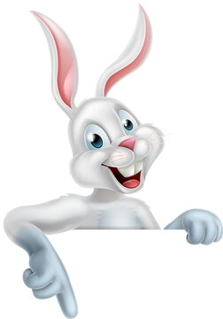 White Easter Bunny Rabbit Sign