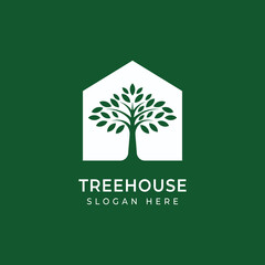 Tree House Home Logo Design Vector Inspiration