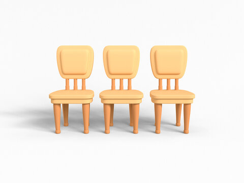 Wooden chair icon Isolated 3d render Illustration