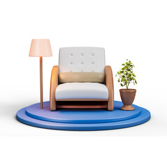 Cozy Sofa Set icon isolated 3d render illustration