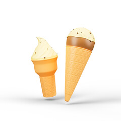 Ice cream cone icon Isolated 3d Render Illustration