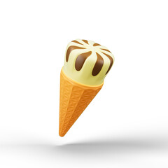 Ice cream cone icon Isolated 3d Render Illustration