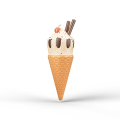 Ice cream cone icon Isolated 3d Render Illustration