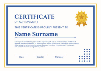 Certificate design template flat yellow blue