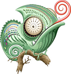 Chameleon Funny Confused Cartoon Character isolated element