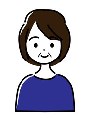 微笑む中年女性(上半身)