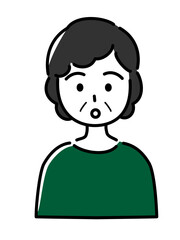 驚く中年女性(上半身)