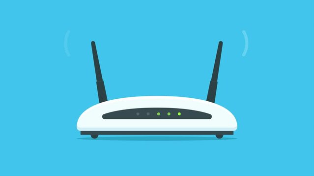 Wireless router sending and receiving data animation