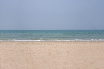 Nature landscape view of beautiful tropical beach and sea in sunny day. Beach sea space area
