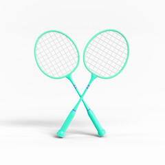 Badminton racket and shuttlecock icon Isolated 3d render Illustration