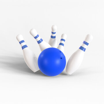Bowling ball and pins icon isolated 3d render illustration