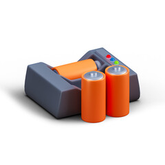 Rechargeable Battery and charging dock icon Isolated 3d render Illustration