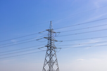 High voltage pole or High voltage electricity tower and transmission power lines