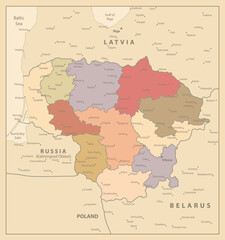 Lithuania Vintage Map