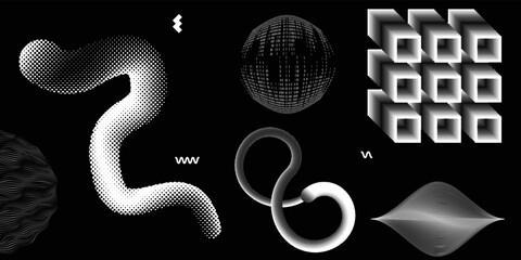 Black and white modern minimal background . Vector design composition with various geometric shapes . Abstract contemporary art . New modernism .