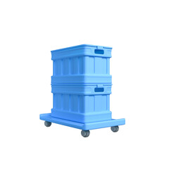 Plastic blue box icon isolated 3d render illustration