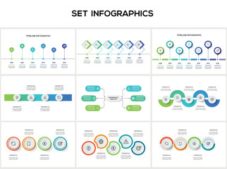 Fototapeta na wymiar Set circular infographic with 4, 5, 6, 7 steps, options, parts or processes. Business data visualization.