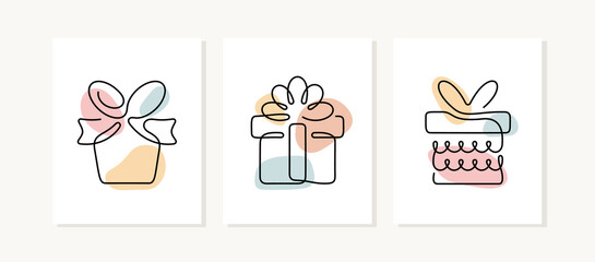 Gift box continuous line posters