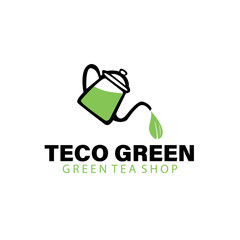 illustration of green tea design logo vector