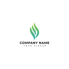 Fototapeta premium Fire and leaf logo vector design template