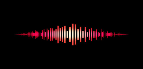 Abstract sound, audio or music wave on black background