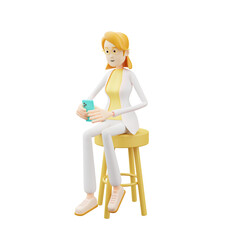 Corporate business women character pose 3d render illustration