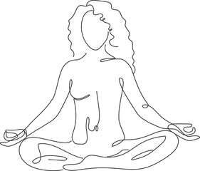 elegant line art vector illustration of a sitting meditating woman