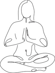 line art vector illustration of a meditating woman