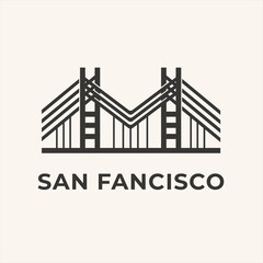 Fototapeta premium Vector design Illustration of San Francisco gate bridge famous building architecture bridge logo design.symbol,icon
