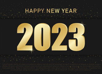 Modern Happy New Year 2023 with gold. Twenty Twenty Three vector design. Happy New Year 2023 design vector