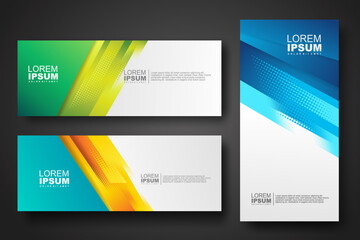 Banner set design template in trendy dynamic gradient colors