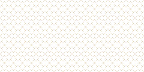 Vector golden geometric line texture. Luxury seamless pattern with thin lines, diamonds, rhombuses, grid, mesh. Abstract gold and white linear graphic ornament. Modern repeat wide background design