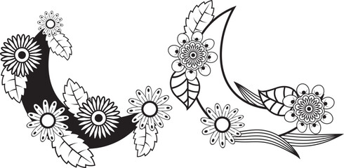 Obraz premium Arabic floral Moon pattern background, moon coloring page