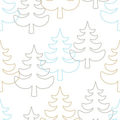 Vector seamless pattern with Christmas trees silhouette