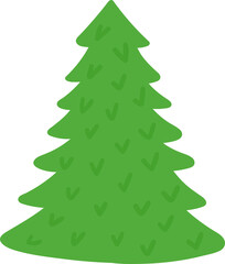 Green christmas tree in hand drawn style