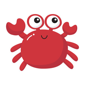 Cartoon red crab icon.