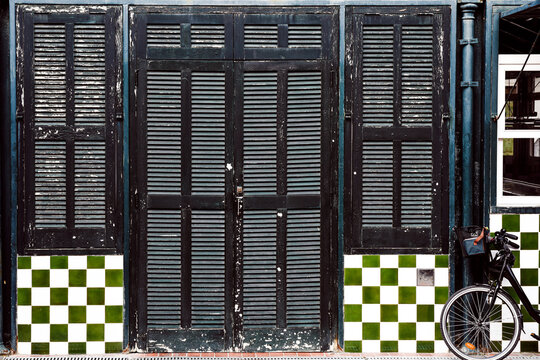 Shuttered Doors To A Street Food Shop